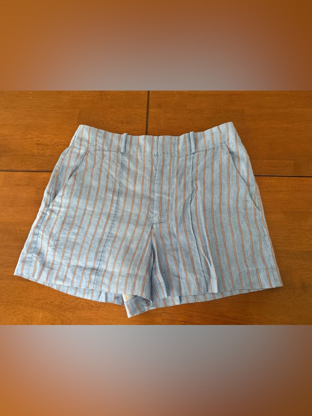 NWT Madewell Pintucked Shorts in Linen, Delphinium Blue Size 10 - Picture 5 of 12